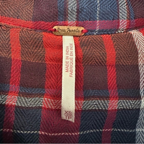 Free People Magical Plaid Floral Embroidered Button Down Shirt Womens XS - Picture 5 of 7